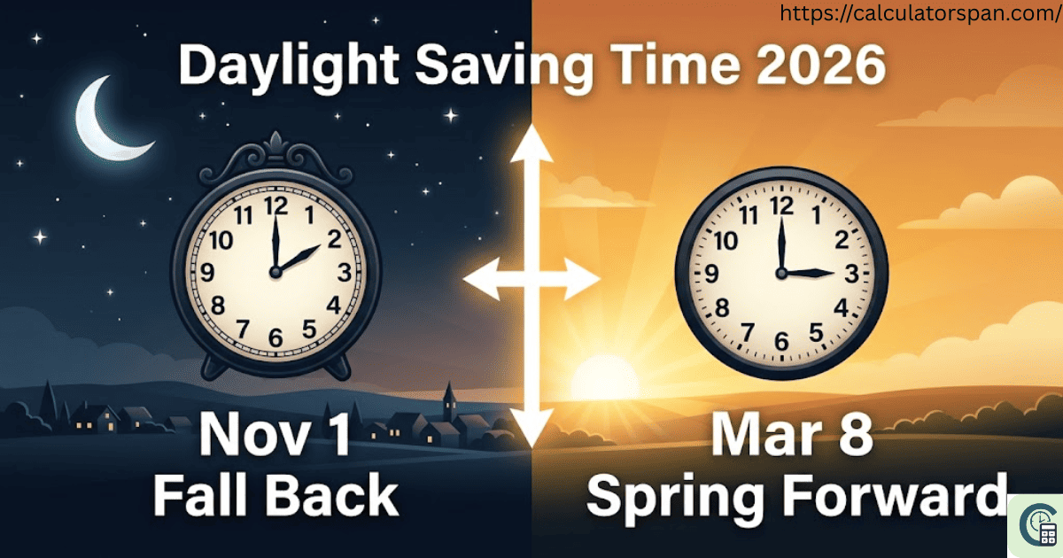 Daylight Saving Time 2026 - clocks spring forward March 8 and fall back November 1