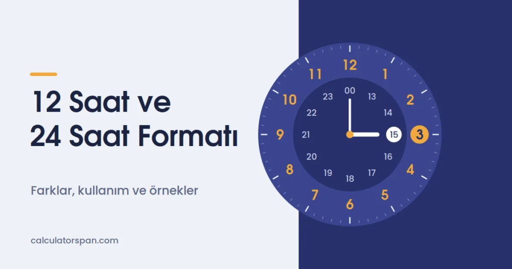 	12 saat ve 24 saat formatını gösteren saat kadranı, 3 PM yani 15:00