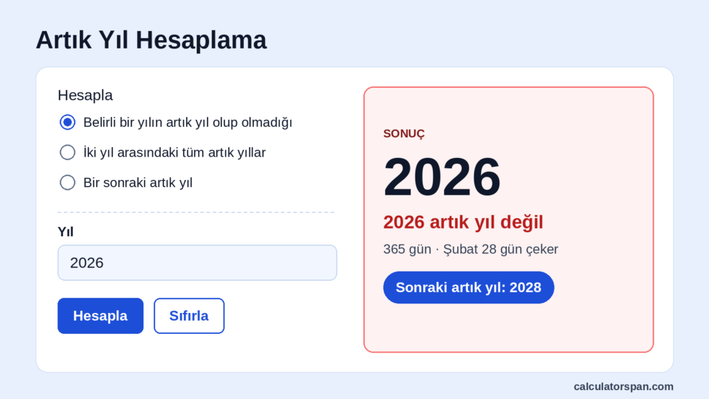Artık yıl hesaplama aracı: 2026 artık yıl değil, sonraki artık yıl 2028